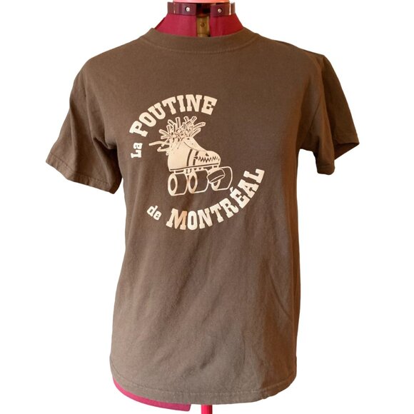 VINTAGE - Roller derby Montreal La Poutine brown t-shirt - Men small - Picture 1 of 7